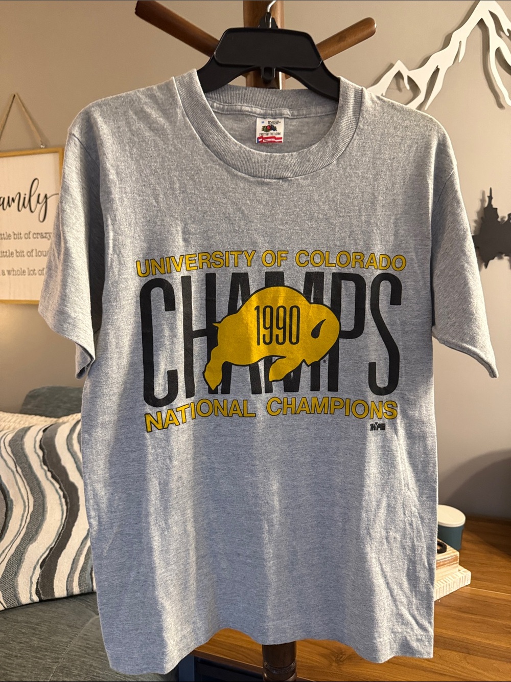 Fruit of the Loom Gray Crewneck Tee with Color Logo